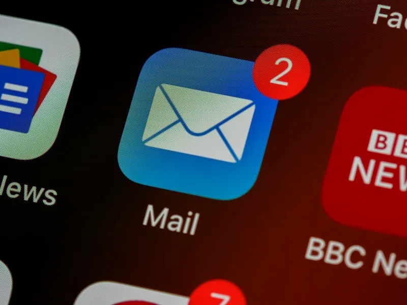 Email newsletter design preview on desk